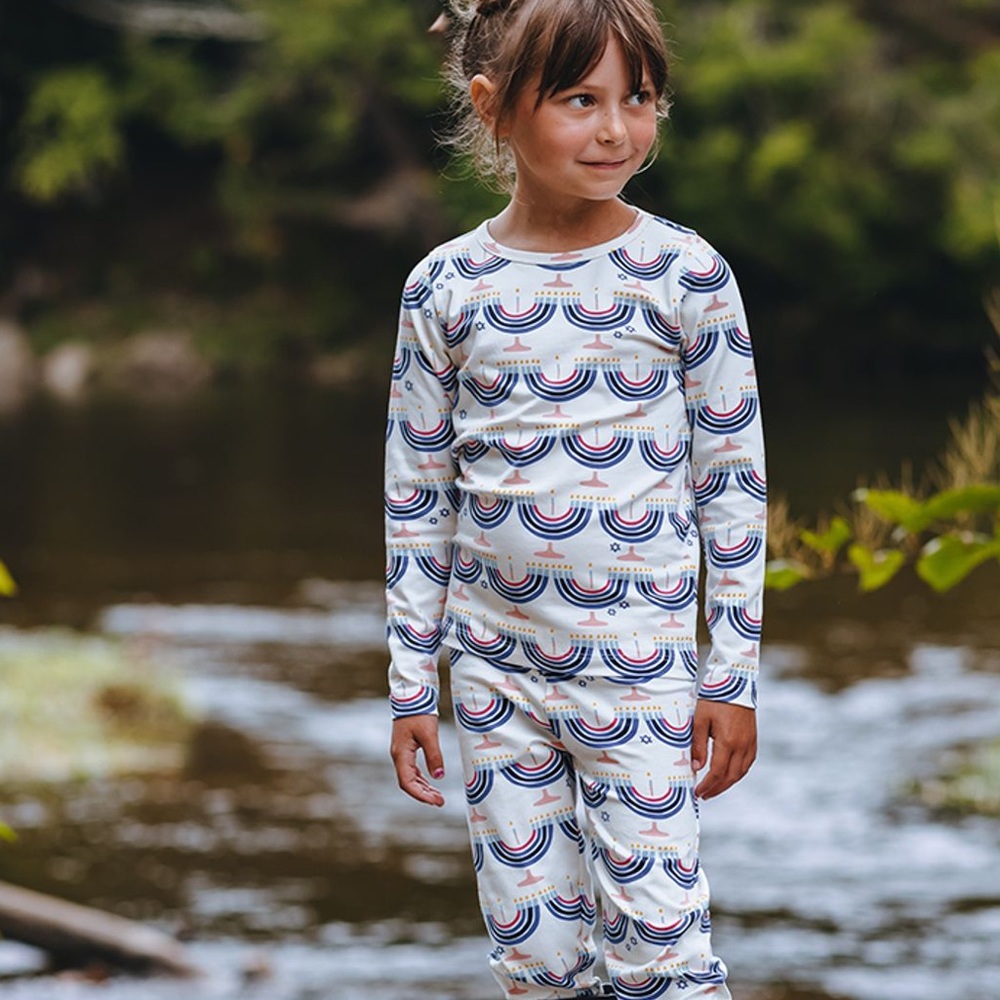 NWT Pink Chicken Organic Hanukkah Menorahs pajamas - Picture 3 of 4